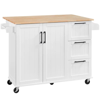 Yaheetech Rolling Kitchen Cart Kitchen Island With Storage Cabinet 10 Yaheetech Rolling Kitchen Cart Kitchen Island With Storage Cabinet - Image 8