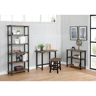 31" Pomona 2 Shelf Bookshelf Metal And Solid Wood Natural - Alaterre Furniture 4 31" Pomona 2 Shelf Bookshelf Metal And Solid Wood Natural - Alaterre Furniture - Image 2