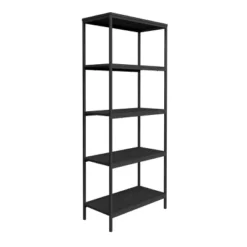 Lavish Home 5-Tier Open Industrial Style Wooden Bookshelf, Black Woodgrain -Famous Furniture Store GUEST 021c2816 56d1 45d2 82be 77323ebf900d