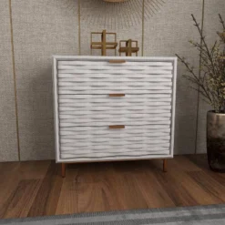 Contemporary Carved Woven Pattern 3 Drawer Wood Cabinet White - Olivia & May 29 Contemporary Carved Woven Pattern 3 Drawer Wood Cabinet White - Olivia & May -Famous Furniture Store GUEST 036c8b49 3db7 4808 ba41 e4f2eb9ac7fa