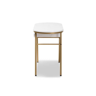 Mabel Metal Console Table With Faux Marble Tabletop Gold - Baxton Studio 5 Mabel Metal Console Table With Faux Marble Tabletop Gold - Baxton Studio - Image 3