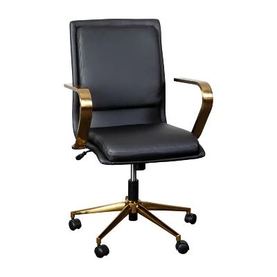 Emma And Oliver Modern Upholstered Mid-Back Home Office Chair With Arms And 5 Star Base 17 Emma And Oliver Modern Upholstered Mid-Back Home Office Chair With Arms And 5 Star Base - Image 15