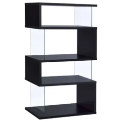63" Emelle 4 Shelf Zig Zag Bookcase With Glass Panels - Coaster -Famous Furniture Store GUEST 04fd05cd d38d 4dd2 a0ba 7dd2f314f2f3