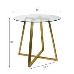 32" Hana Tempered Glass Top Modern Round Dining Table Gold 4 Point/Leg-The Pop Maison -Famous Furniture Store GUEST 05d27648 7dc0 4a66 86ce 51510fc08b71