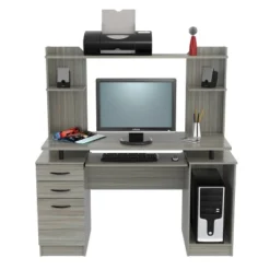 Computer Workcentre With Hutch Smoke Oak - Inval -Famous Furniture Store GUEST 06408bd4 2c14 40f2 bc84 96c73137e1d1