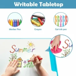 Costway Height Adjustable Kids Study Table And Chair Set W/Bookstand & Light Pink/Light Blue -Famous Furniture Store GUEST 066e63e3 5a3a 4b3a 9faa fb8b208b2a65