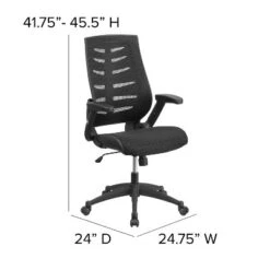 Emma And Oliver High Back Black Mesh Swivel Ergonomic Office Chair With Adjustable Flip-Up Arms -Famous Furniture Store GUEST 07369e61 888c 41bb 916d 9d31352f5243