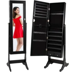 Best Choice Products 6-Tier Standing Mirror Lockable Storage Organizer Cabinet Armoire W/ Velvet Interior -Famous Furniture Store GUEST 086cec6f 711f 4a46 b965 3a099e851b1e