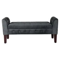 Velvet Tufted Storage Settee Bench - HomePop -Famous Furniture Store GUEST 087c77fd a91d 4c52 a591 b2c1aa68893a