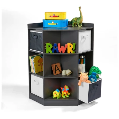 Badger Basket Corner Cubby Storage Unit With 4 Reversible Baskets Charcoal 10 Badger Basket Corner Cubby Storage Unit With 4 Reversible Baskets Charcoal - Image 8