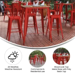 Flash Furniture Declan Commercial Indoor/Outdoor Bar Top Table, 31.5" Square All Weather Poly Resin Top With Steel Base -Famous Furniture Store GUEST 09437615 872a 4519 ae19 b236c085cccb