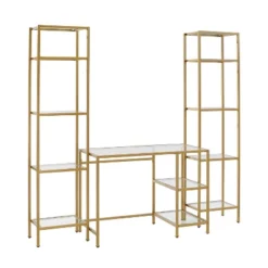 3pc Aimee Desk And Etagere Set Soft Gold - Crosley 15 3pc Aimee Desk And Etagere Set Soft Gold - Crosley -Famous Furniture Store GUEST 0951d268 4eee 47b7 ab54 83e00409f6f3