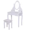 Tangkula Oval Vanity Mirror Dressing Table Beauty Dresser Cosmetics Organizer W/ Cushioned Bench -Famous Furniture Store GUEST 09b617e2 5abc 4e9d afc3 d251399f8522