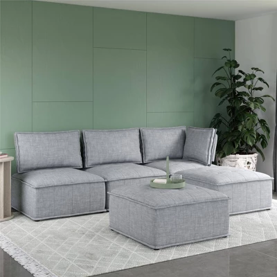 Sybil Modular Ottoman Gray Linen - Room & Joy 6 Sybil Modular Ottoman Gray Linen - Room & Joy - Image 4