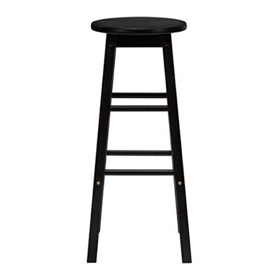 PJ Wood Classic Round-Seat 24" Tall Kitchen Counter Stools For Homes, Dining Spaces, And Bars With Backless Seats, Square Legs, Black (4 Pack) 5 PJ Wood Classic Round-Seat 24" Tall Kitchen Counter Stools For Homes, Dining Spaces, And Bars With Backless Seats, Square Legs, Black (4 Pack) - Image 3