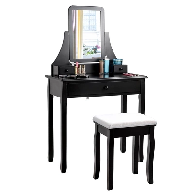 Costway Square Mirror Dressing Table Set Makeup Vanity For Bedroom, Living Room White/Black 12 Costway Square Mirror Dressing Table Set Makeup Vanity For Bedroom, Living Room White/Black - Image 10