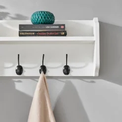 25" X 9" Entryway Floating Utility Wall Shelf With Hooks White - Danya B. -Famous Furniture Store GUEST 0c1bdc85 4fc4 41e4 8e25 592da5ca88fc