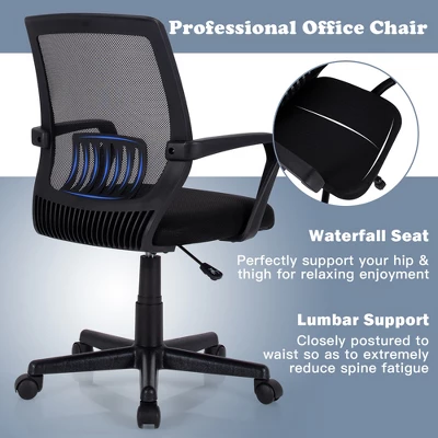 Costway Height Adjustable Mid-Back Mesh Chair Executive Chair W/ Lumbar Support 8 Costway Height Adjustable Mid-Back Mesh Chair Executive Chair W/ Lumbar Support - Image 6