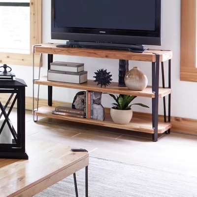 Alaterre Furniture Ryegate Metal And Wood TV Stand For TVs Up To 55" Natural Brown 4 Alaterre Furniture Ryegate Metal And Wood TV Stand For TVs Up To 55" Natural Brown - Image 2