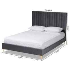 Queen Serrano Velvet Fabric Upholstered And Metal Platform Bed Gray/Gold - Baxton Studio 17 Queen Serrano Velvet Fabric Upholstered And Metal Platform Bed Gray/Gold - Baxton Studio -Famous Furniture Store GUEST 0cabe53f 3f8f 4045 971e 10d192effd91