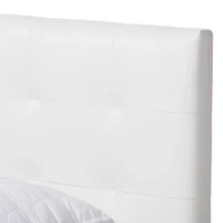 King Mitchell Rustic Industrial Walnut Wood And Faux Leather Metal Platform Bed White - Baxton Studio -Famous Furniture Store GUEST 0cbc5fec b495 4900 bb75 56032668384d