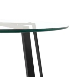36'' Hana Glass Top Modern Round Dining Table Pedestal Black Leg-The Pop Maison -Famous Furniture Store GUEST 0ce9e828 6e5a 4c13 a0f2 bef416d3aa1b