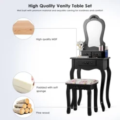 Tangkula Vanity Mirror Makeup Dressing Table Set W/ Stool Drawer Wood Desk 16 Tangkula Vanity Mirror Makeup Dressing Table Set W/ Stool Drawer Wood Desk -Famous Furniture Store GUEST 0d580751 9fc2 4210 9f99 c86bf7de499b