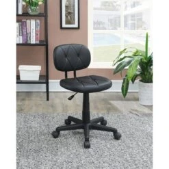 Simple Relax Low-Back Adjustable Office Chair With PU Leather, Black