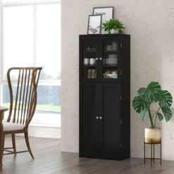 Costway Tall Storage Cabinet Kitchen Pantry Cupboard With Tempered Glass Doors & Shelves Black/White 15 Costway Tall Storage Cabinet Kitchen Pantry Cupboard With Tempered Glass Doors & Shelves Black/White -Famous Furniture Store GUEST 0f2b0e04 70ef 4a49 8252 a77e16e88082