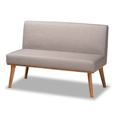 2pc Odessa Mid-Century Modern Fabric Upholstered Wood Dining Corner Sofa Bench Set Walnut/Brown/Gray - Baxton Studio 4 2pc Odessa Mid-Century Modern Fabric Upholstered Wood Dining Corner Sofa Bench Set Walnut/Brown/Gray - Baxton Studio - Image 2