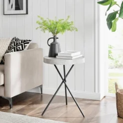 17.6" Round 3 Legged Industrial Style Side Table Cement - Danya B. -Famous Furniture Store GUEST 0f622ee1 5123 47fa 8c3b c747b19527e6