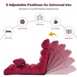 Costway Folding Lazy Sofa Chair Stylish Sofa Couch Bed Lounge Chair W/Pillow Burgundy -Famous Furniture Store GUEST 0f888571 94de 460b 8cc2 979fe789b6e6