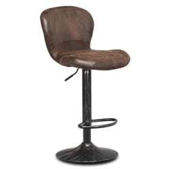 Costway Set Of 4 Adjustable Retro Swivel Bar Stools W/ Backrest & Footrest Brown -Famous Furniture Store GUEST 0f8d82ad a7b1 4cad 81af 055da847cb73