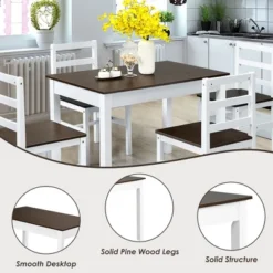 Costway 5pcs Dining Set Solid Wood Compact Kitchen Table & 4 Chairs Modern -Famous Furniture Store GUEST 10053f89 a428 4c80 8589 6656db0aa6e1