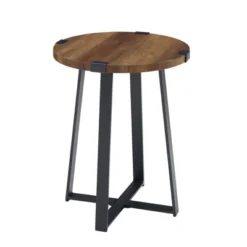 Wrightson Urban Industrial Faux Wrap Leg Round Side Table - Saracina Home -Famous Furniture Store GUEST 10a274df fdc1 4838 a26b e97de3166e26