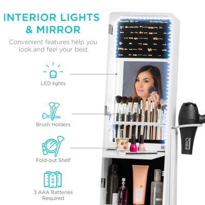 Best Choice Products Full Length LED Mirrored Jewelry Storage Organizer Cabinet W/ Interior & Exterior Lights 4 Best Choice Products Full Length LED Mirrored Jewelry Storage Organizer Cabinet W/ Interior & Exterior Lights - Image 2