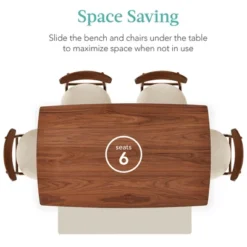 Best Choice Products 6-Piece Mid-Century Modern Dining Set, Upholstered Wooden Table & Chair Set W/ 4 Chairs, Bench -Famous Furniture Store GUEST 11a8baa5 1146 4054 b20f 6251f78fc891