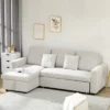 HOMCOM Sectional Sleeper Sofa, Linen Fabric L Shaped Couch With Pull Out Bed, Reversible Storage Chaise For Living Room, Apartment, 3-seat, Beige -Famous Furniture Store GUEST 11fb1172 bffd 4972 a6ca dfb95a97d609
