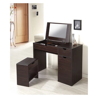 Lena 3 Drawer Vanity Set Dark Walnut - HOMES: Inside + Out 4 Lena 3 Drawer Vanity Set Dark Walnut - HOMES: Inside + Out - Image 2