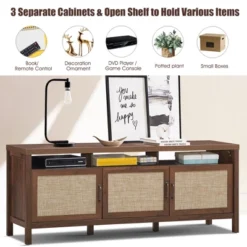 Costway TV Stand Entertainment Media Center For TV's Up To 65'' W/ Rattan Doors -Famous Furniture Store GUEST 120a9d84 944d 47f7 864b 85931aa7aafd