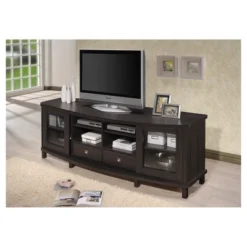 Walda Wood Cabinet With 2 Sliding Doors And 2 Drawers TV Stand For TVs Up To 70" Dark Brown - Baxton Studio -Famous Furniture Store GUEST 12c1cc7e ec11 4276 b7b3 307f940fae18