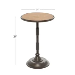 Industrial Wood Pedestal Accent Table Brown - Olivia & May -Famous Furniture Store GUEST 12d4554e 98c6 4d8f 8b07 aaf1a65cc1e7