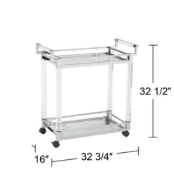 Studio 55D Rossi 32 3/4" Wide Clear Acrylic And Chrome Rolling Serving Bar Cart -Famous Furniture Store GUEST 12e4efbe e251 4eed 96b1 e29faf504b56