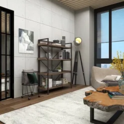 Industrial Metal Storage Cart Round Black CosmoLiving By Cosmopolitan -Famous Furniture Store GUEST 12ecc805 1c90 4028 926a 927f6a9bc380