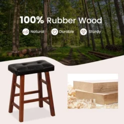Costway Set Of 2 Upholstered Barstools 24''/29'' Backless Rubberwood Dining Chairs Black&Brown 17 Costway Set Of 2 Upholstered Barstools 24''/29'' Backless Rubberwood Dining Chairs Black&Brown -Famous Furniture Store GUEST 13316c7d 616d 4e64 a0a2 676a4ac3f5ba