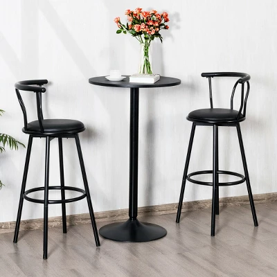 Costway Set Of 2 Round Pub Table 24" Bistro Bar Height Cocktail Table W/Metal Base Black 3 Costway Set Of 2 Round Pub Table 24" Bistro Bar Height Cocktail Table W/Metal Base Black