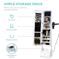 Best Choice Products Full Length LED Mirrored Jewelry Storage Organizer Cabinet W/ Interior & Exterior Lights 13 Best Choice Products Full Length LED Mirrored Jewelry Storage Organizer Cabinet W/ Interior & Exterior Lights -Famous Furniture Store GUEST 136a5590 d7e0 4866 8302 4b853bf6b2cd