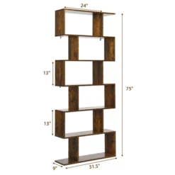 Tangkula 2 PCS 6-Tier S-Shaped Wooden Bookshelf Storage Bookcase Multifunctional Display Stand Shelf -Famous Furniture Store GUEST 13858e56 5c5c 432b 9a90 c75cc9f725ec