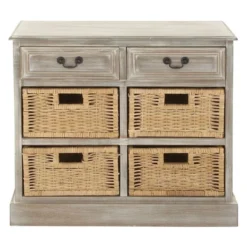 Wood Storage Accent Chest 4 Wicker Basket Drawers Taupe - Olivia & May -Famous Furniture Store GUEST 1413bf2a 4425 4e1b a72f 79a34d8c1fb1