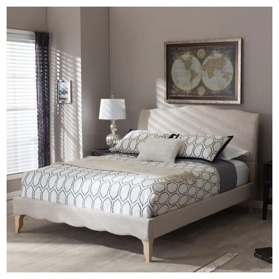 Fannie French Classic Modern Style Linen Fabric Platform Bed - Full - Baxton Studio 6 Fannie French Classic Modern Style Linen Fabric Platform Bed - Full - Baxton Studio - Image 4